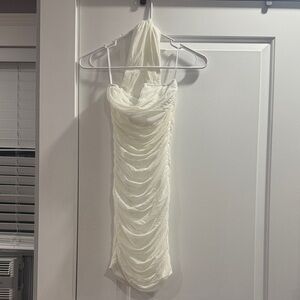 SHEIN Strapless White Ruched Dress